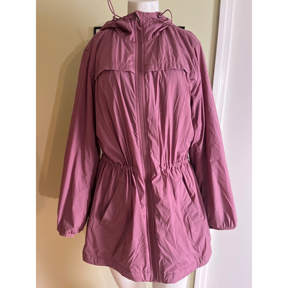 Duluth Trading Co Womens Mauve Pink Hooded Mesh Lined Windbreaker Jacket Medium